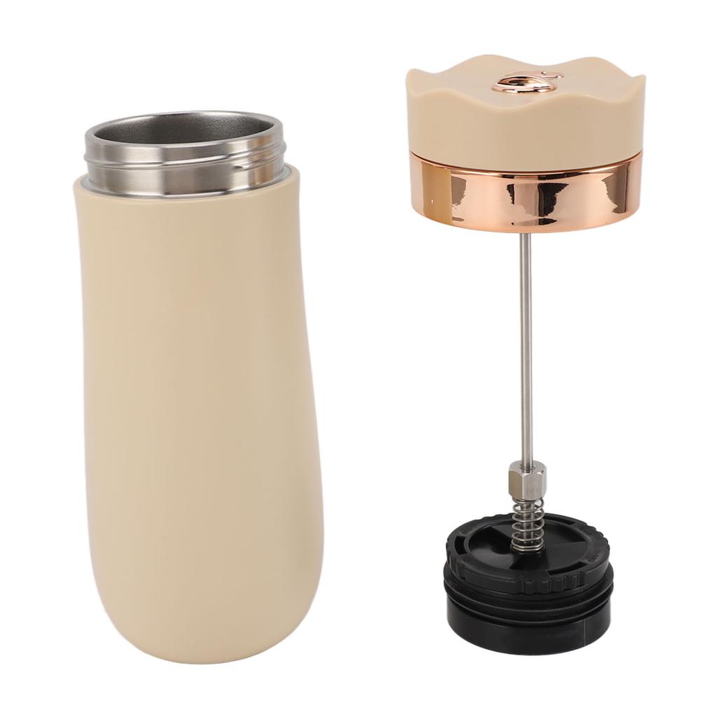 French Press Mug Stainless Steel Insulated Portable 320ml Chinese Style Coffee Mug for Outdoor