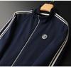 Men's Slim Fit Embroidered Blue Jacket with Side Stripe - Casual & Fashionable Autumn Wear