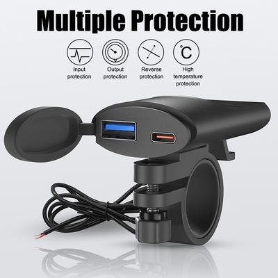 24V 12V Motocyklové USB nabíječky PD USB Dual Ports Zásuvka pro nabíječku mobilních telefonů 3.4A 30W QC 3.0 Vodotěsný kryt napájecí adaptér