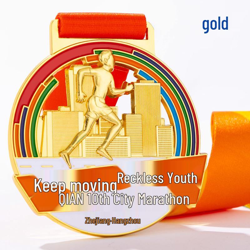 Custom City Marathon & Half Marathon Medal for Long-Distance Running & Walking - Champion Track & Field Sports Plaque