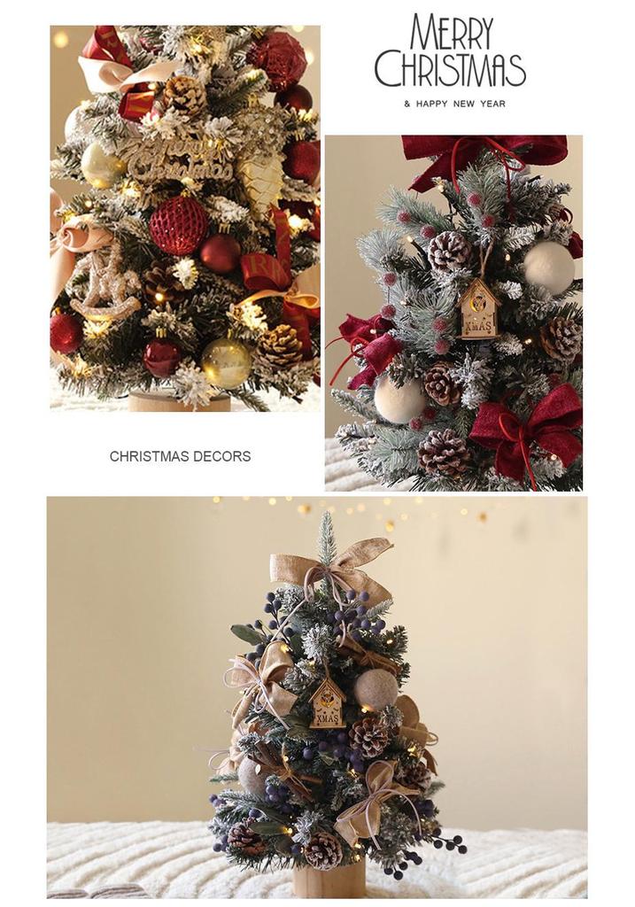 Small Snowy Baby Christmas Tree Set for Indoor Decor - Ornaments for Living Room, Window, or Desk