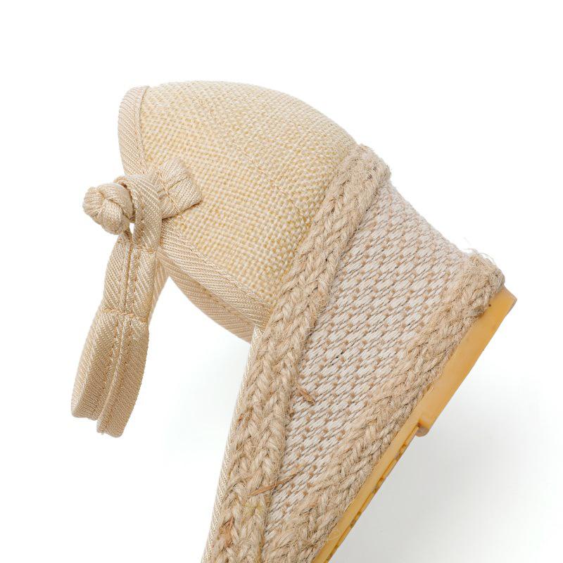 Korean Style 2025 Women's Wedge Heel Espadrille Sandals - Comfortable, Casual, Pointed Toe, Buckle Design