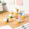 Healing Desk Accessories Mini Garden Duck Figurine Cute Farm Dolls Small Desktop Adorable Resin Figurine Collection Car Dashboard Figurines,