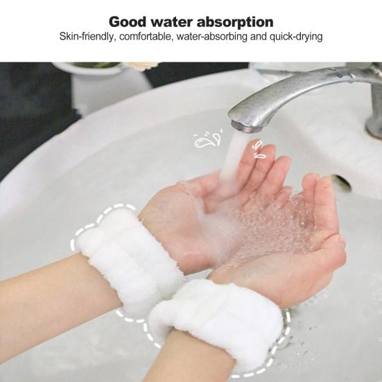 2Pcs Face Wash Wristbands Super Soft Highly Absorbent Elastic Allergy Free Quick Dry Coral Velvet Makeup Wrist Wraps Washing Face Wristbands Home