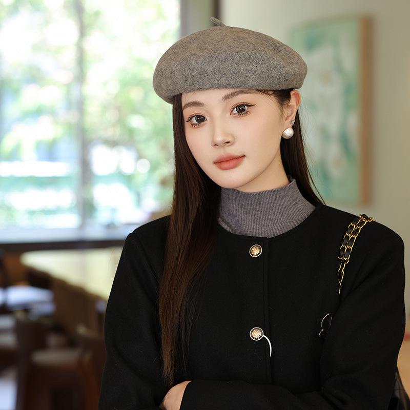 Versatile Korean Style Knit Beret for Women – Large, Warm, Gentle Autumn/Winter Hat