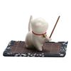 1PCS Cute Cat Ceramic Incense Burners Mini Incense Stick Holder Tea Pet Home Decoration with Mats Tea Ceremony For Buddhist Hall