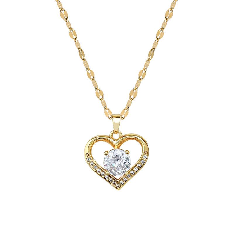 Personality Temperament Fashion Simple Birthday Gift Love Collarbone Micro Inlaid Necklace Korean Necklace