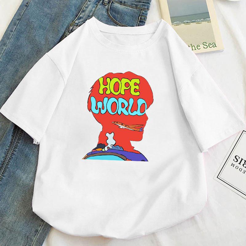 

Плюс розмір S-5XL Футболка Kpop J-hope hope world Футболка унісекс Вуличний одяг Повсякденна футболка з короткими рукавами Homme Hip Hop Top Tees Бавовняна футболка із зображенням 2XL