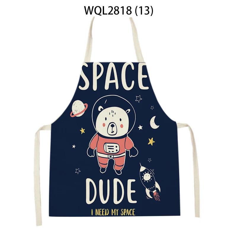Cute Dog Cat Sheep Cattle Bear Animal Print Kitchen Aprons Women Men Linen Sleeveless Antifouling Apron Cooking Baking Waist Bib