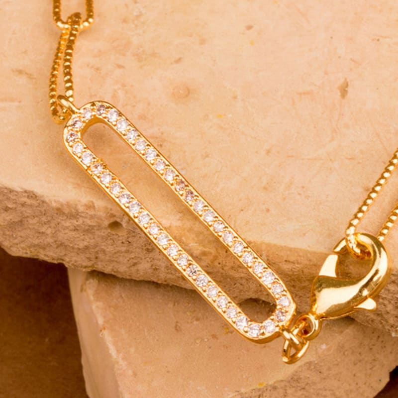 AUGUST ALICE Cubic Hole Oval Chain Bracelet _ Gold