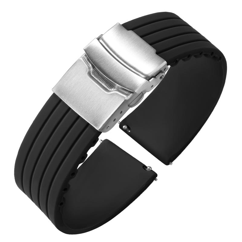 Premium Rubber Silicone Watch Band Universal Waterproof Sports Folding Buckle Strap 18/20/22/24mm for Seiko Bracelet Accessories