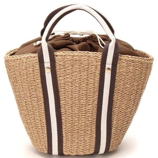Cuco Border Tape Handle Paper Tote Bag 2513112047 Camel (144)
