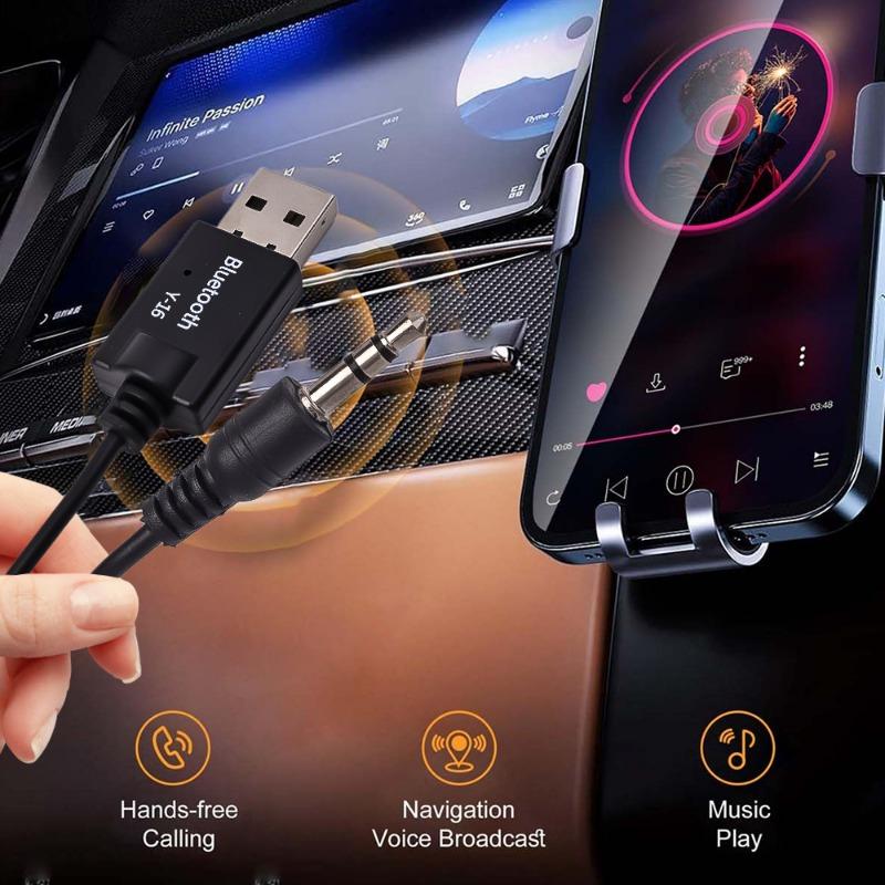 Car Bluetooth Adapter Receiver Portable Wireless Music 3.5mm AUX Jack Audio Receiver Car Speakers Stereo USB Mini Bluetooth 4.2