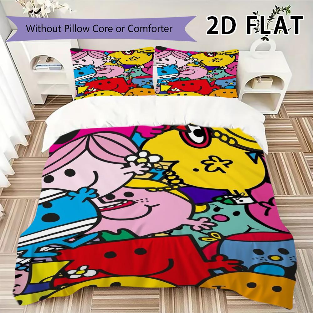 Herr. Herren Little Miss Muster Bettwäsche Steppbett Set Bettbezug Kissenbezug Heimdekoration Geburtstagsgeschenk (1 Bettbezug + 2 Kissenbezüge (ohne Füllung))