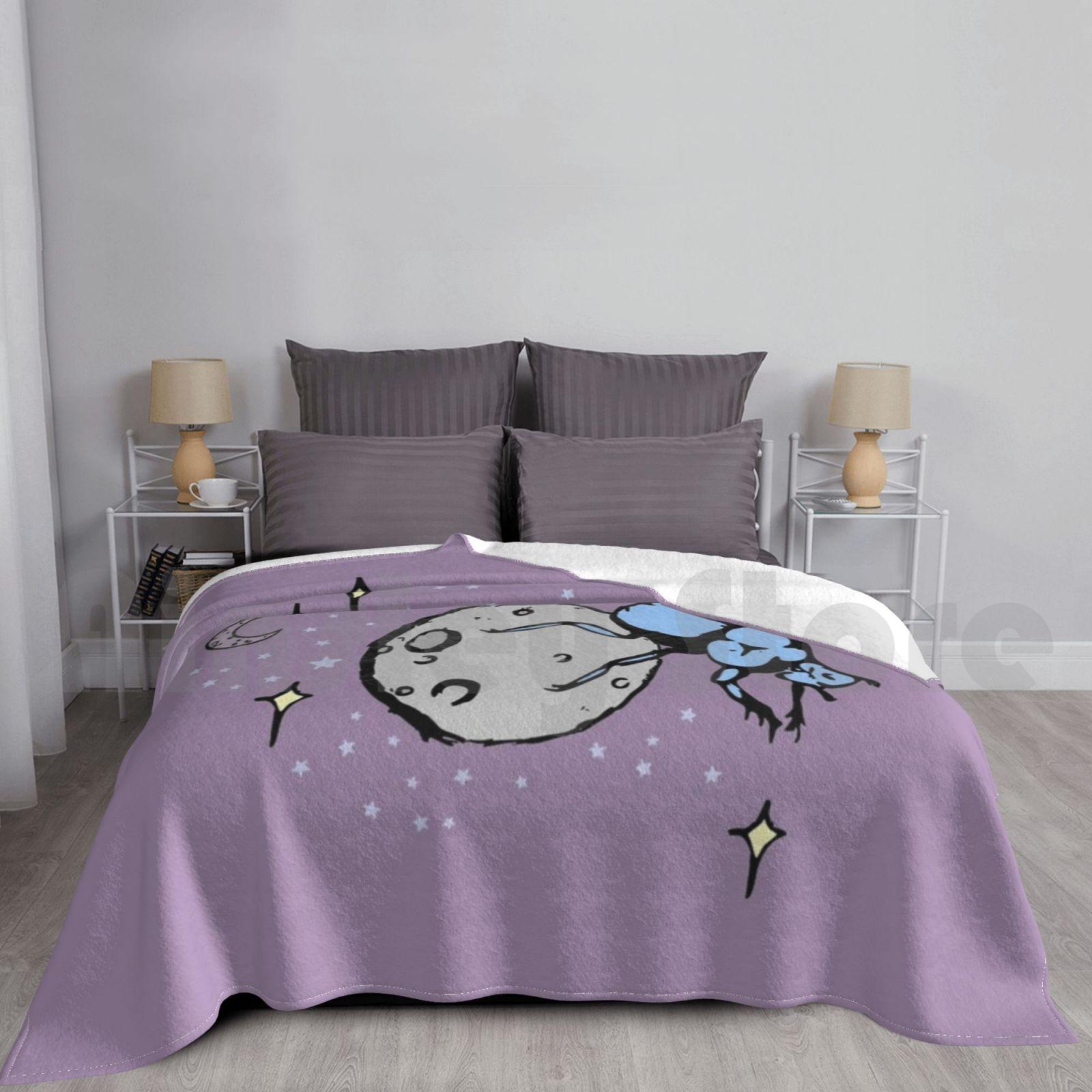 Galactic Dung Beetle Blanket Fashion Custom Bug Insects Dung Beetle Stars Milky Way Entomology Scarab Moon Size: 75*100cm, Weight: 230 GSM
