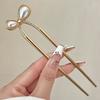 Simple U-Shaped Pearl Hair Fork Bun Bow Hairpins Metal Hair Sticks Hair Clips Barrettes Hair Accessories Women Headwear
