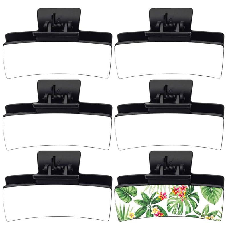 8 Pack Sublimation Blanks Non-Slip 3.39 Inch Rectangle Hair Claw Clips for Thin, Thick, Long Hair - DIY Heat Transfer Strong Hold 6 Pack