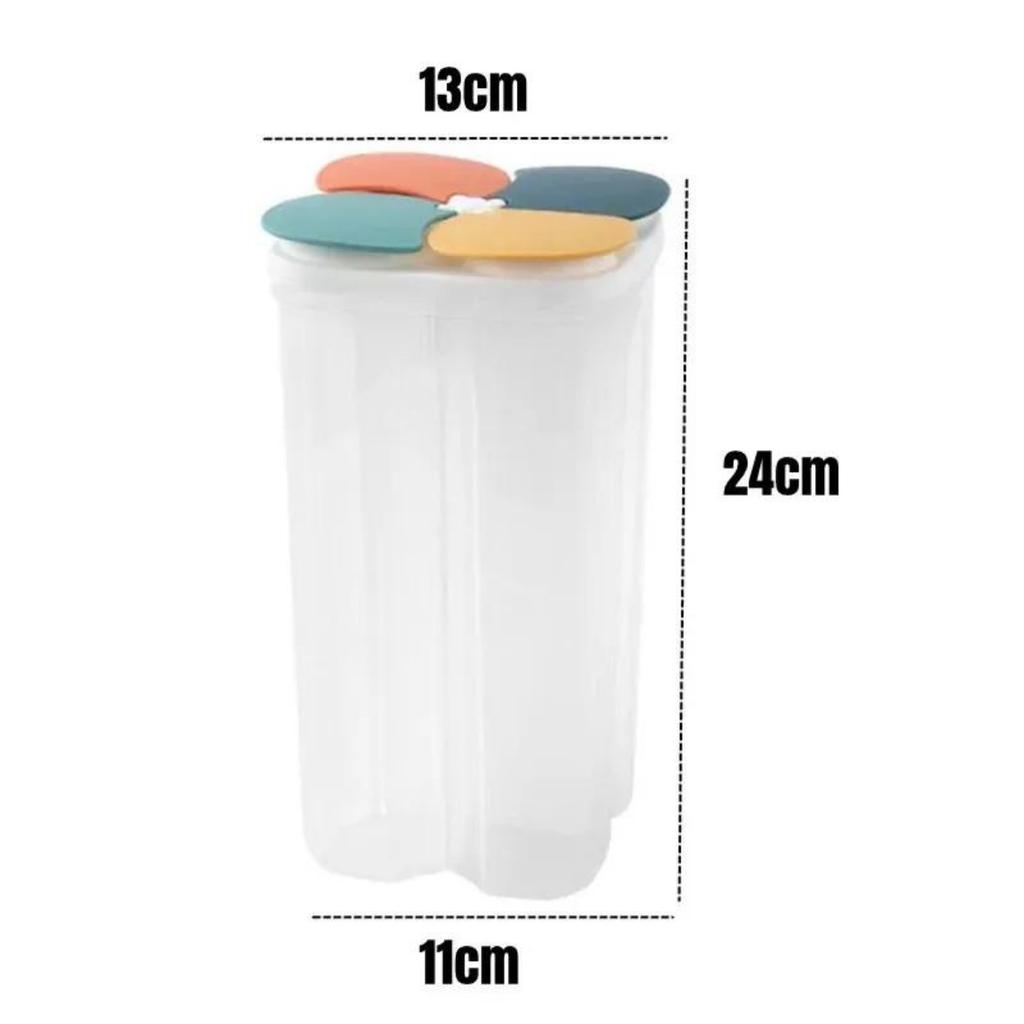 Grain Food Storage Tank and More  Kitchen Storage Box with Moisture-Proof Sealed Cans and Multi Grid Large Capacity Organizers