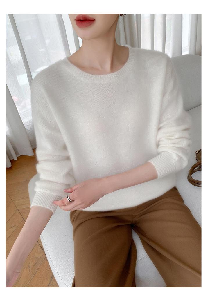Women's Round Neck Cashmere Sweater: Autumn/Winter Jacquard Knitwear Top