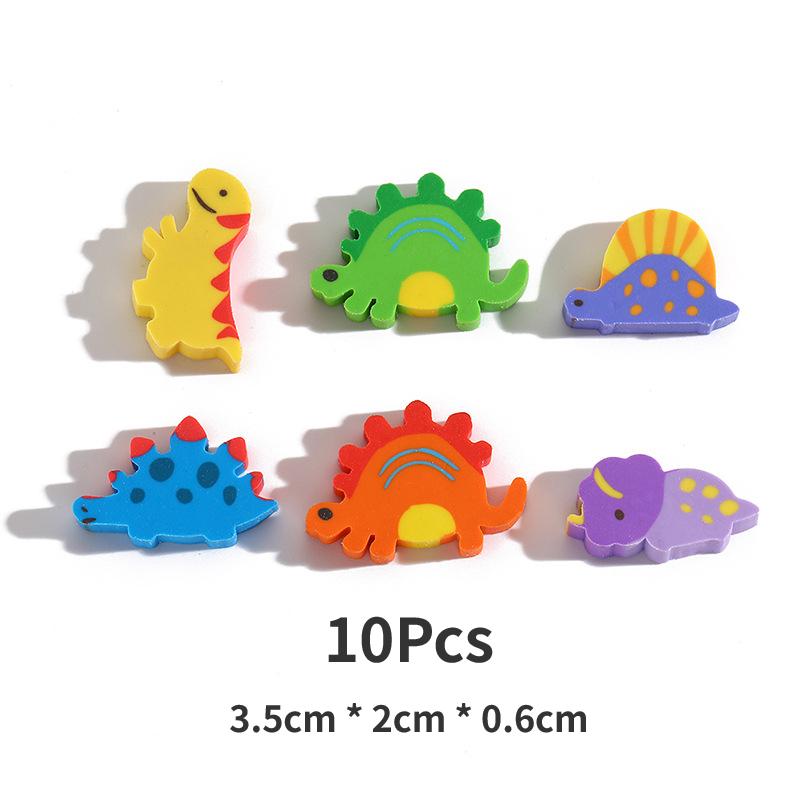 10Pcs/Lot Cute Cartoon Dinosaur Eraser Rubber Pencil Erasers Small Dinosaur Animal Eraser Kawaii Stationary Kids School Supplies