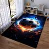 Fiery Soccer Ball Design Rug for Living Room – Dynamic Blue and Orange Style Suitable for Use As an Anti-slip for Living Room Bedroom Sofas