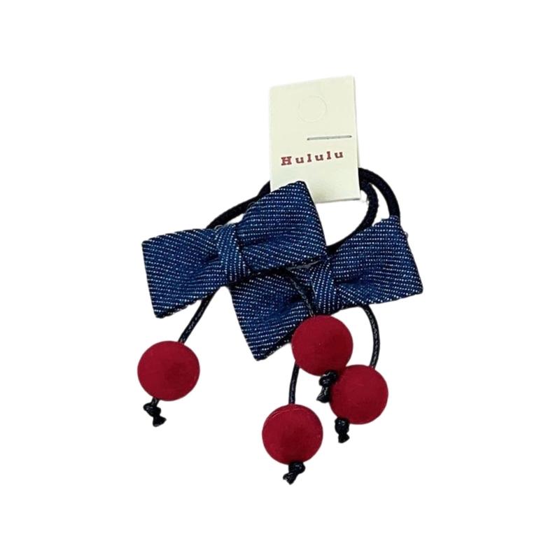 

Bowknot Cherry Hair Clip Hair Rope For Women Girl Adjustable Nonslip Barrette Hair Tie For Casual Wear All Matching
