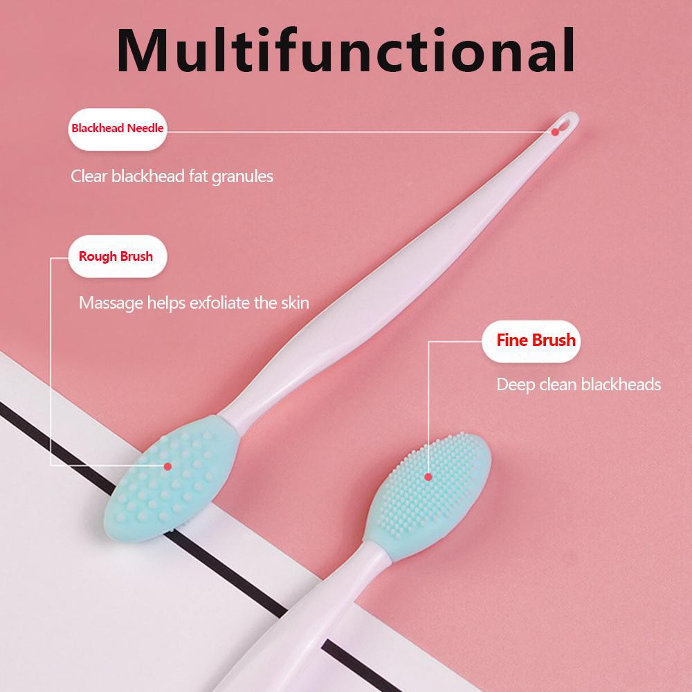 1PZ/4PZ Cura della Pelle Bellezza Lavaggio Viso Pennello in Silicone Esfoliante Pulizia Naso Rimozione Punti Neri Strumenti Con Testa di Ricambio