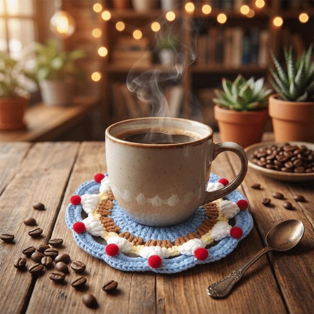 Knitted Insulation Mat Heat Resistant Trivet Mats Cream Cake Crochet Coaster Office
