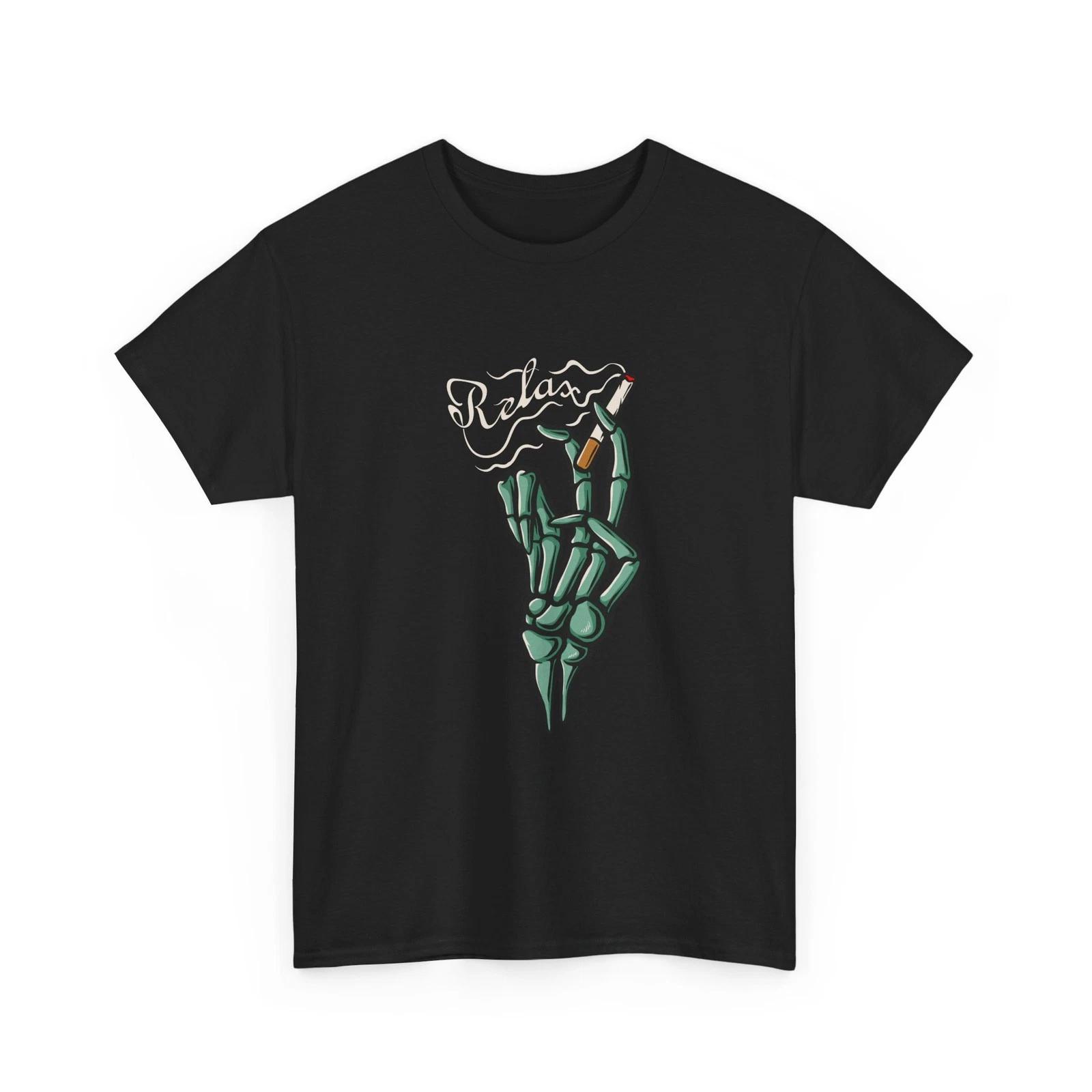 Relax Skeleton Hand tee | Skull Hand Illustration T-Shirt, Funny Cool Style Tee M