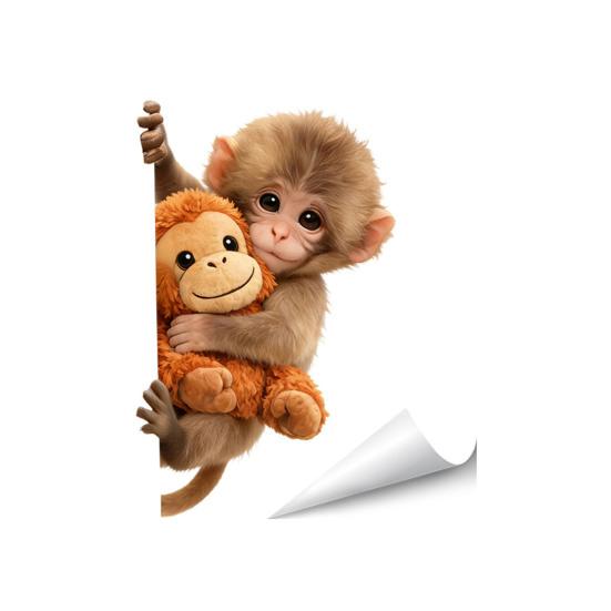 Affen Fenstertattoo Niedlicher Babyaffe PVC-Aufkleber Wiederverwendbare Statische Glasaufkleber für Wohnzimmer Heimdeko