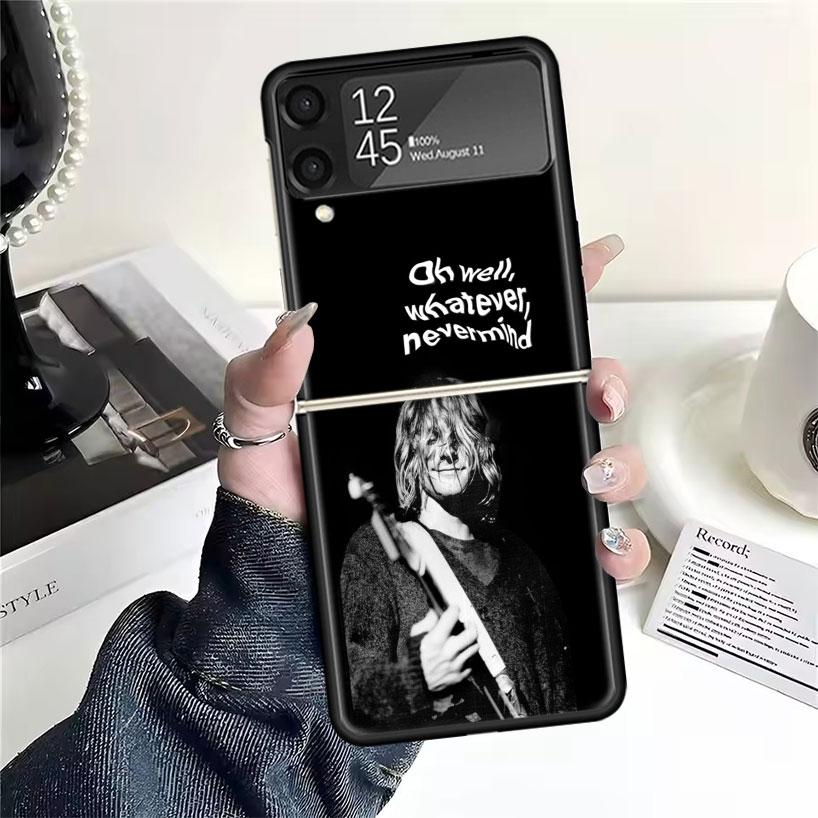 Retro Singer Kurt Cobain Cases For Samsung Galaxy Z Flip 4 5 6 7 3 Z Flip7 Flip6 Flip4 Flip5 Flip3 5G Hard Shockproof Fundas Cov