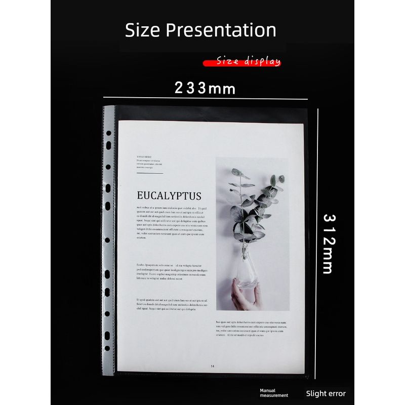 Thickened Plastic Film Multi-Page Protective Sleeve Removable Punch