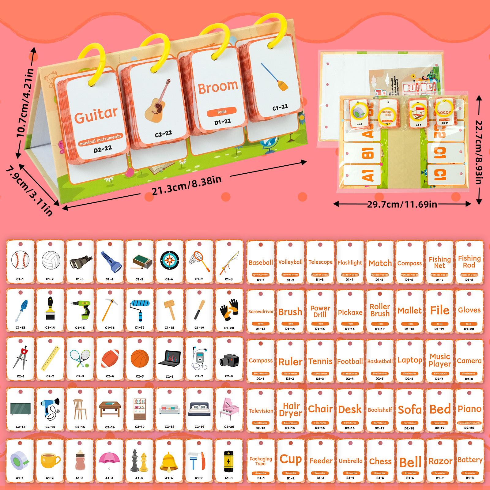 

96 познавательных настольных обучающих карточек для предметов первой необходимости, английские схемы, детское раннее развитие, интерактивные карточки для родителей и детей, игрушки