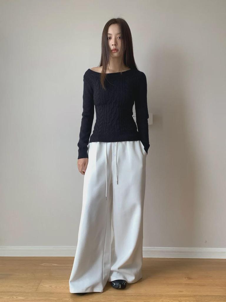 Dorothy Women's Korean Retro Wide-Leg Sweatpants with Elastic Waist and Drawstring