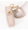 Custom Logo Name Key Chain Ring Small Versatile Keyring New Portable Lipstick Bag Packet Heart Mirror Keychain Mini Leather Gift