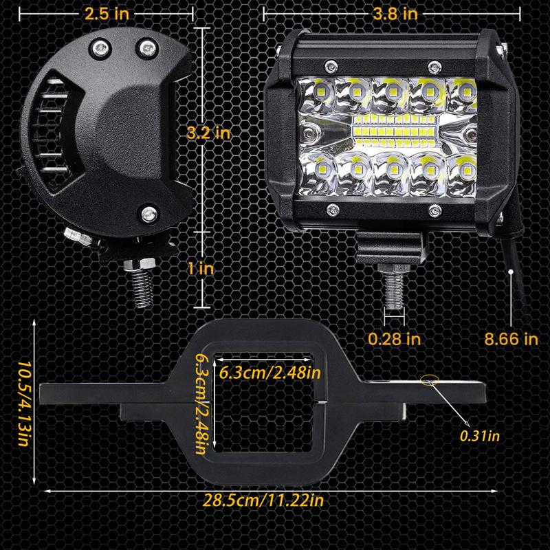 2PCS LED Light Bar Tow Hitch Hook Lights Bar 4x4 Off Road Ditch Lamp Spotlights Holder 12-24V Headlights for Truck Tractor Atv