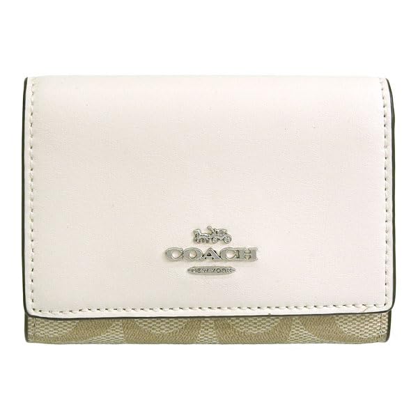 Wallet Trifold Folding Wallet Mini Wallet Compact Outlet Brand Signature Micro Wallet CM761 [Coach] Women's (LIGHTKHAKI/CHALK/White) [Item]