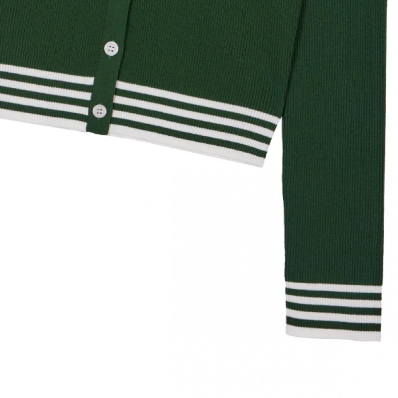 GOXO Knit Cardigan Classic Logo Green