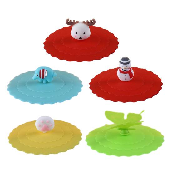 5Pcs Silicone Cup Lid Leak-Proof Heat-Resistant Cover for Glass Mugs Coffee Cups Food-Grade Odorless Cute Kitchen Accessory for Home
