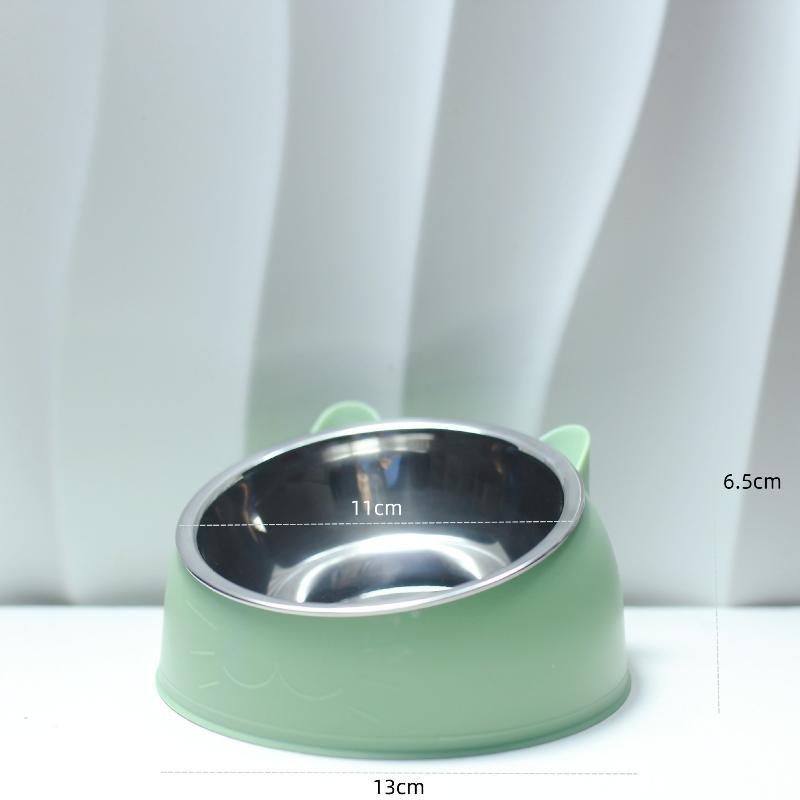 Cat Ear Shaped Elevated Stainless Steel Pet Bowl Non-Slip Scratch Resistant Feeder for Small Cat Dog Food Water