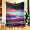 1pc Abstract Colorful Sky Flannel Blanket, High-Definition Digital Print, Suitable for All Seasons, Sofa Throw, Skin-Friendly and Soft 100% Polyester 
