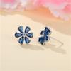 Luksusowe Damskie Białe Niebieskie Kwiatowe Kolczyki Sztyfty z Kamieniami Cyrkonowymi Unikalne Srebrny Kolor Ślubne Dla Kobiet