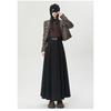 Winter Autumn High Waist Wool Pleated Skirt Women A Line Midi Skirt Solid Color Flared Skirt Slimming Long Skirt