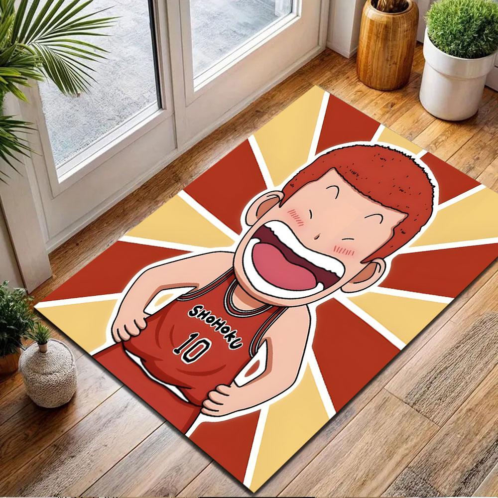 Red-Haired Basketball Cartoon Character Patterned carpet, non slip mat suitable for living room and bedroom sofas
