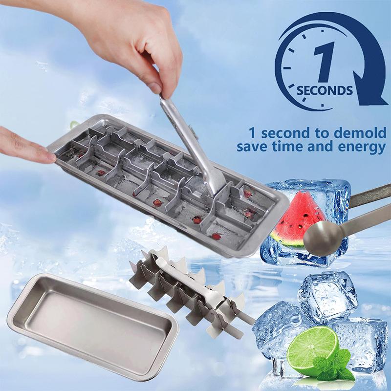 JQW-5588 Food-Grade Metal Ice Mold for Whiskey & Cocktails | Fast Freeze & Easy Twist Release 304 Stainless Steel Ice Cube Tray