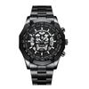 BINBOND Men's Luminous Skull Skeleton Watch