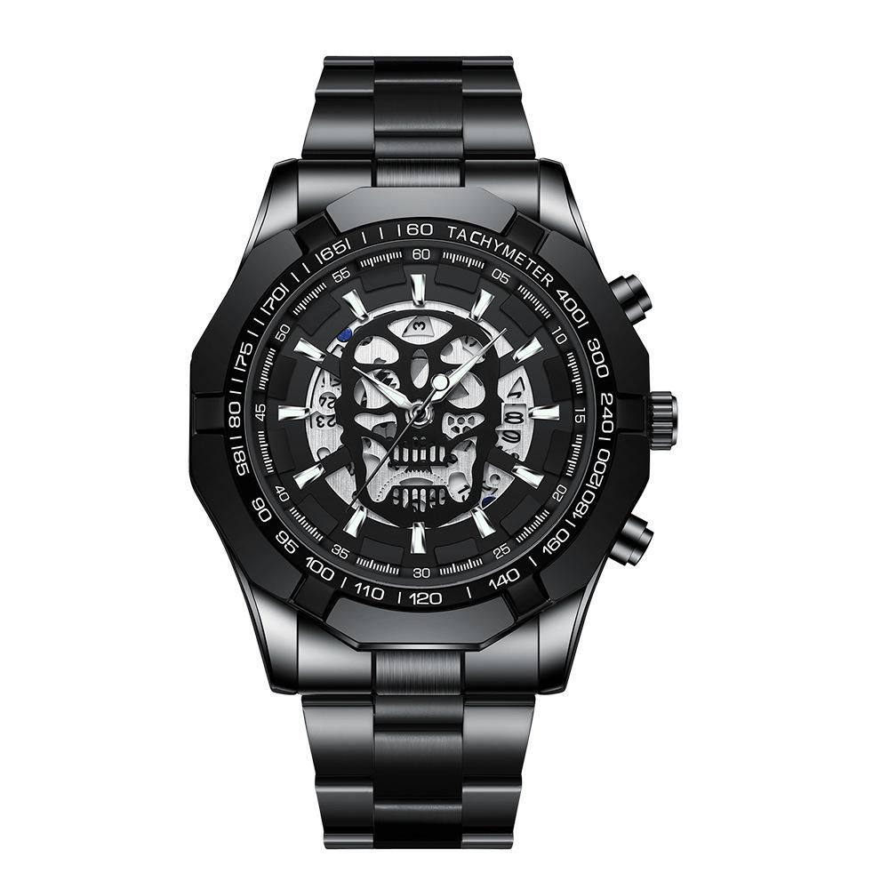 BINBOND Men's Luminous Skull Skeleton Watch