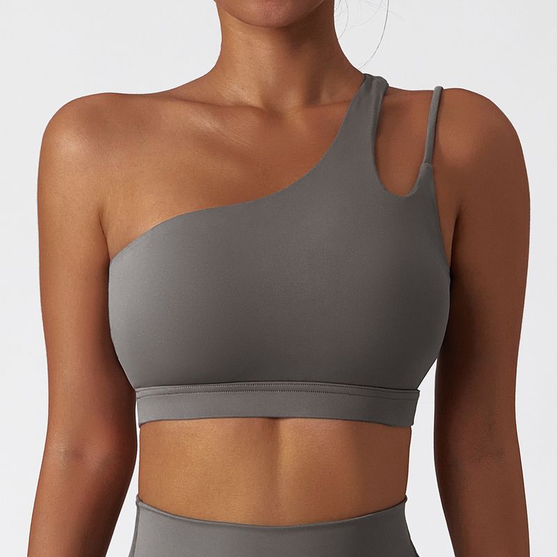 Oblique Shoulder Bubble Wrap Yoga Bra Cloud Sense Beauty Back Exercise Underwear Asymmetrical Shoulder Strap Running Workout Vest Tops