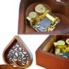 FnLy Antique Engraved Wooden Wind-Up Musical Box,Love Story Musical Box,with Gold-Plating Movement in,Heart-Shaped
