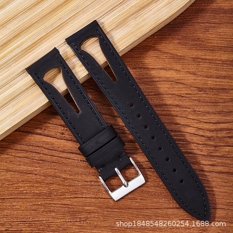 Crazy Horse Leather Strap Is Suitable For/20Mm/21Mm Punched, Breathable, Soft And Quick-Release Models.